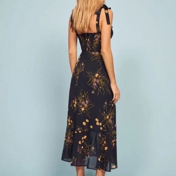 Reformation Black Floral Maxi Dress with Yellow Accents - Picture 2 of 14